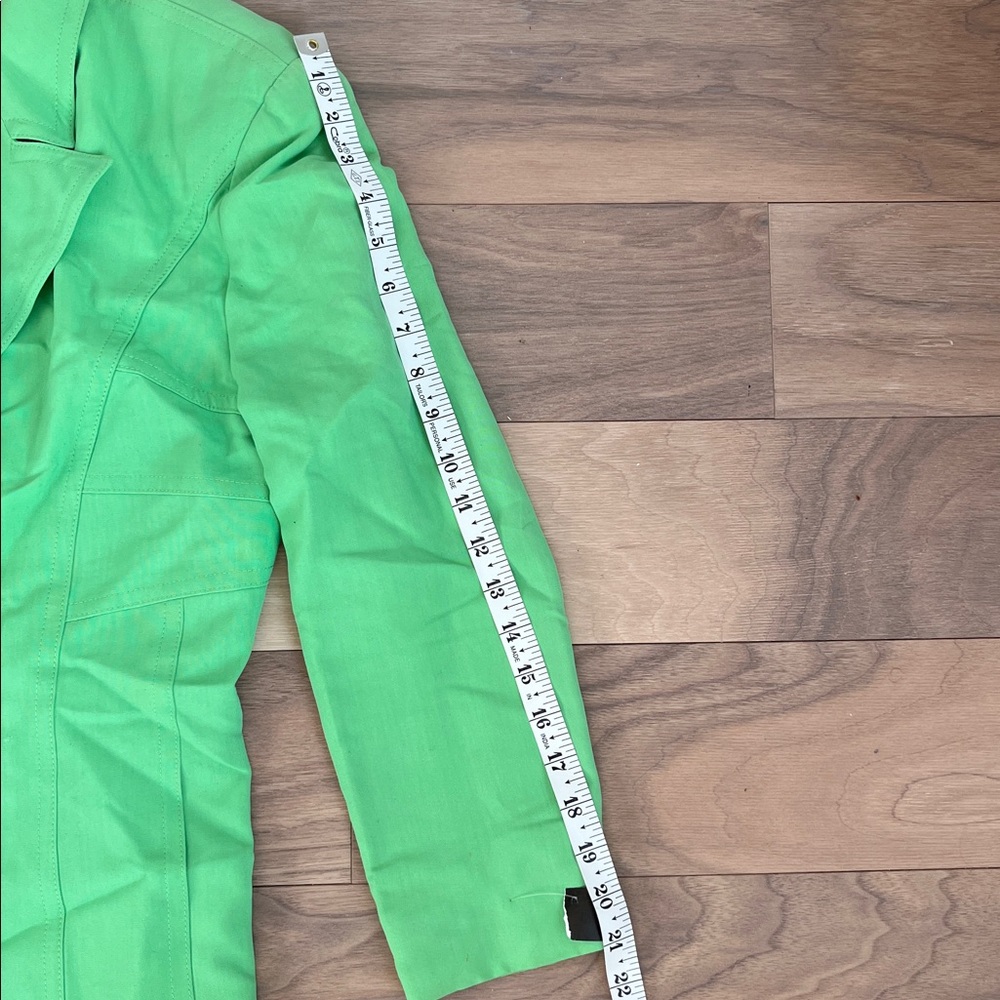 Vintage Lime Green Silk Blend Blazer Size 6 Designer Quiet Luxury - Picture 8 of 11